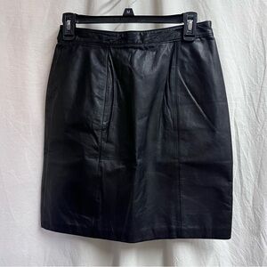 VTG Wilsons Leather Black Pencil Skirt Womens 12 Genuine Leather 90s Grunge Goth